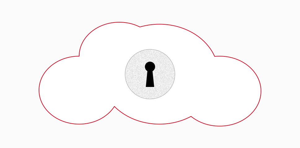 A cloud with a keyhole on it, implying it is secure